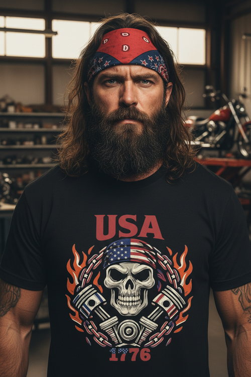 1776 Iron Skull Playera Visible