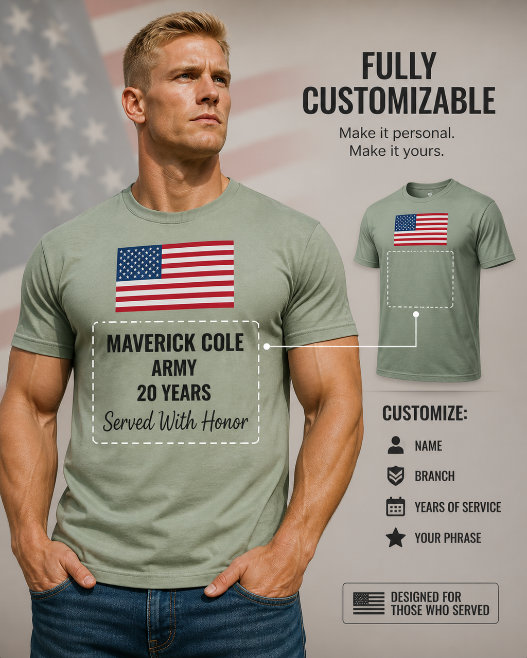 Honor & Service — Custom Military Pride T-Shirt