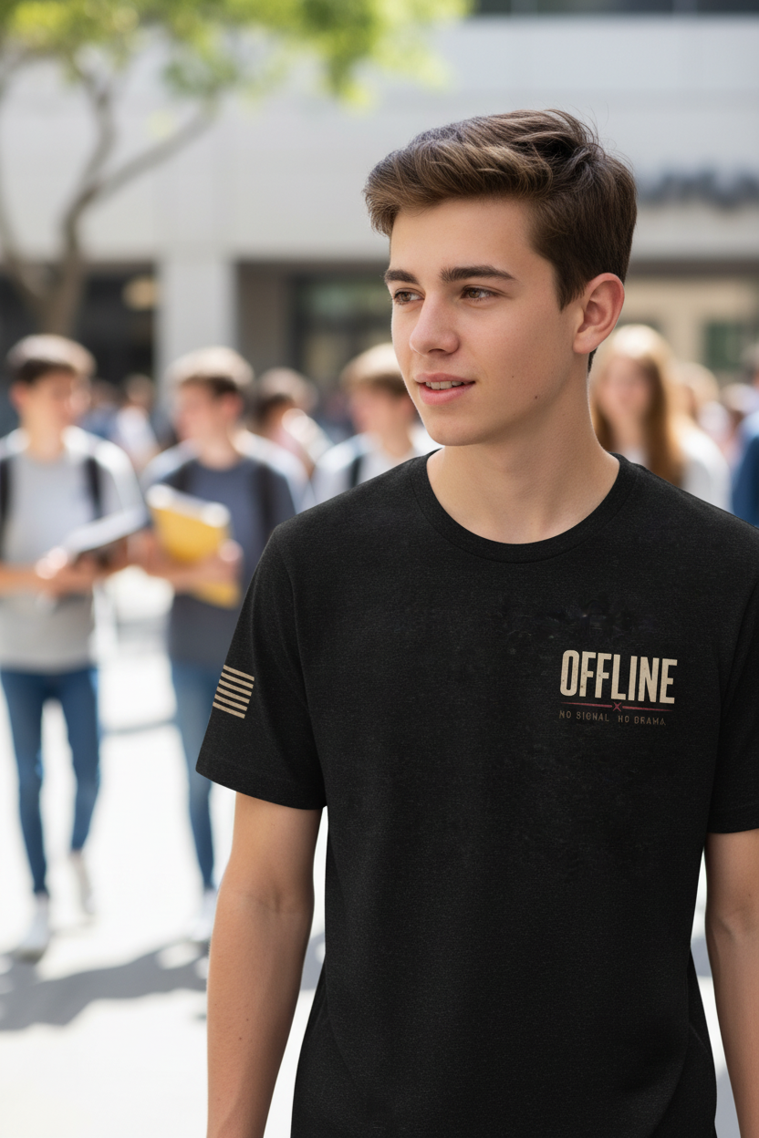 Close-up playera OFFLINE escuela