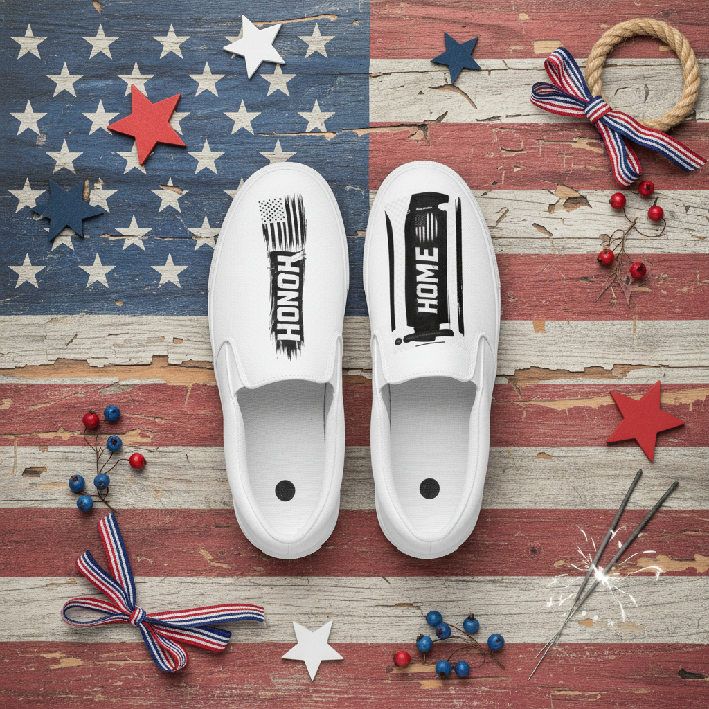 Flat lay patriótico slip-on