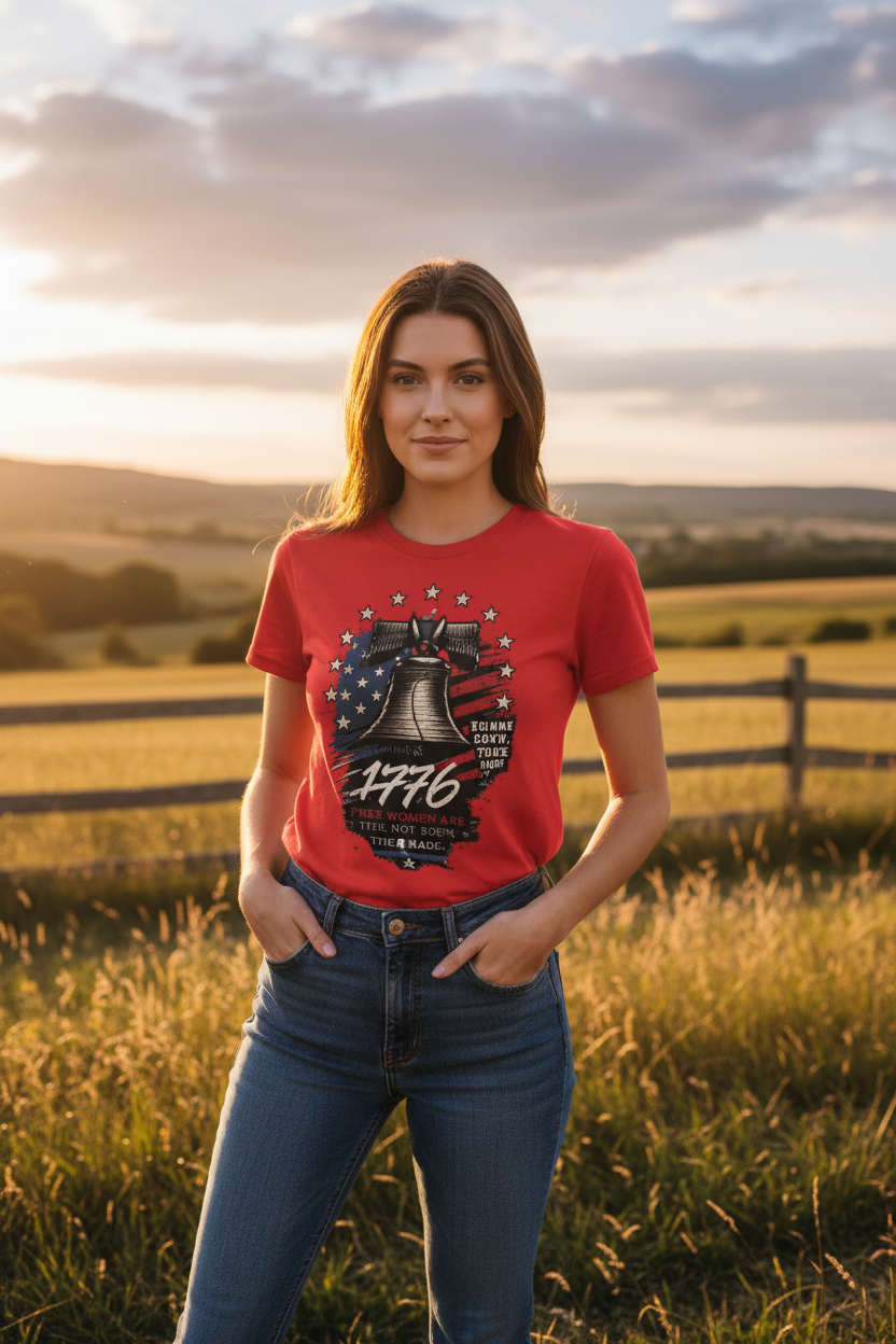 Modelo con playera 1776 - luz dorada al aire libre