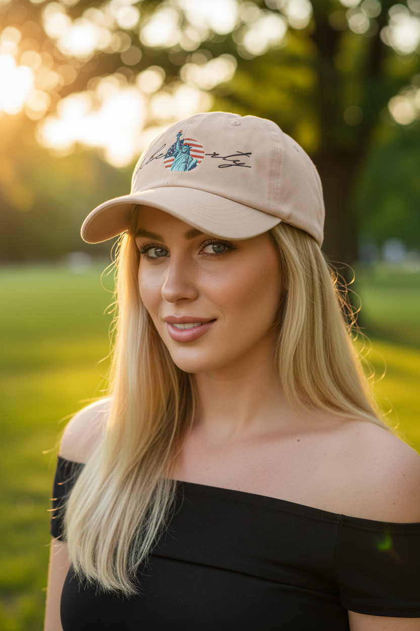 Liberty Dad Hat - Blonde Blue Eyes Park