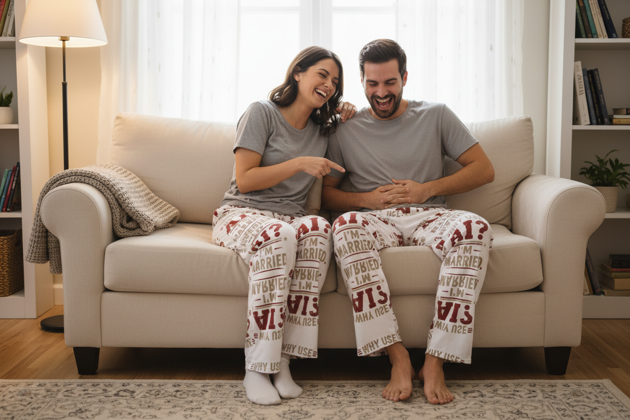 Pareja con pantalones iguales