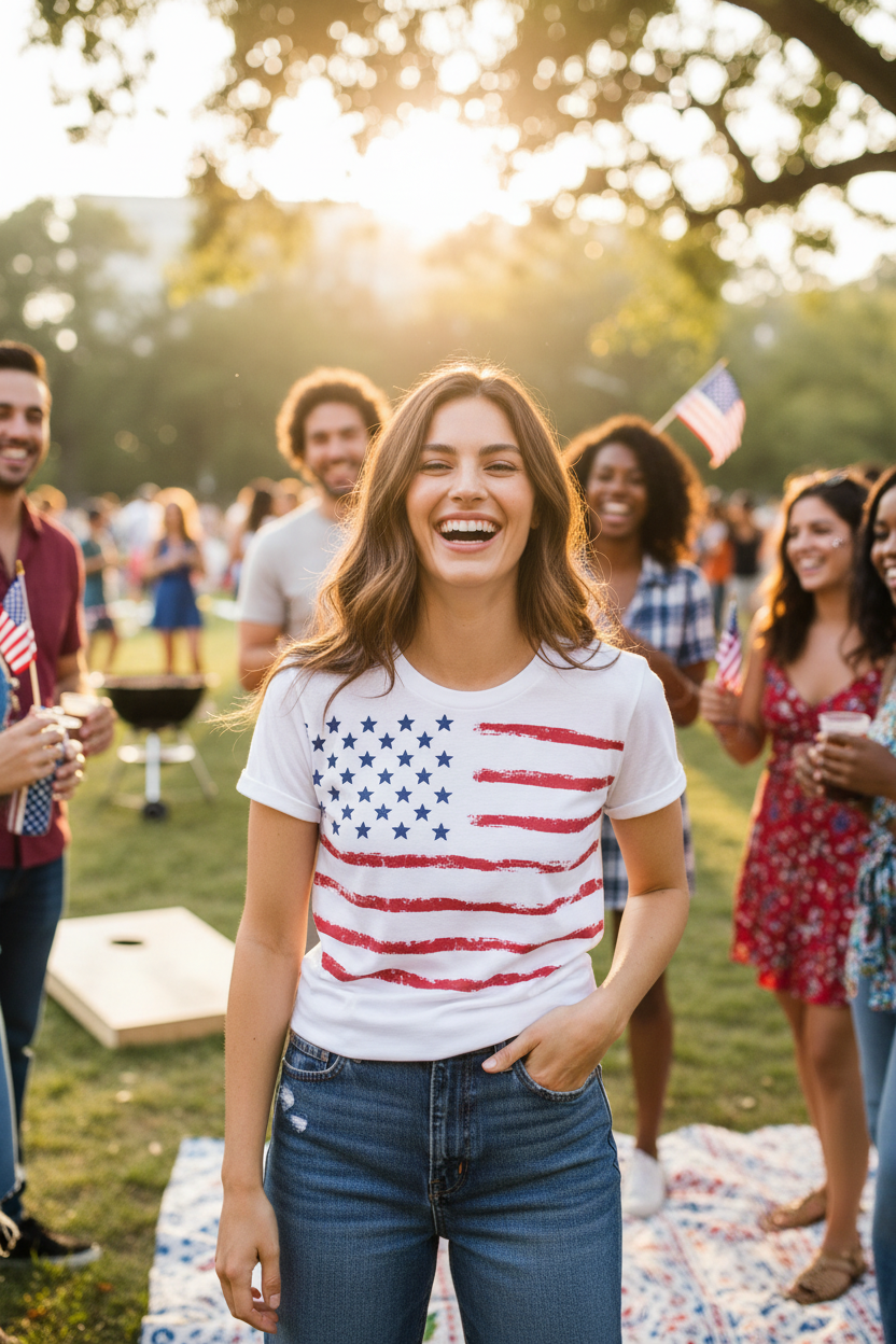 Women's Patriotic T-shirt - lifestyle